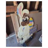 Happy Easter Bunny Wood Cutout with solar light
