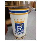 1968 KC Royals metal trash can  19" x 10"