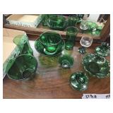 Green depression glass dishes