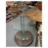 Large circular glass display shelves