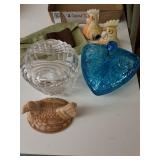 Covered glass candy dishes s&pots shakers +