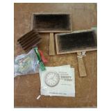 John Deere items & horse brushes +