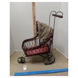 Vintage Wicker baby doll stroller 21 " h