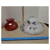 Antique glass lamp shades : cranberry glass &