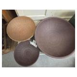 set of 3 wood bowls - new