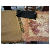 Wool piano scarf, black wool scarf, velvet square