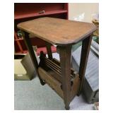 Hand built wood stand with magazine rack 21" x