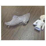 Fontius glass slipper and porcelain pin cushion
