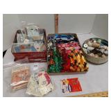 Vintage sewing notions, embroidery floss,  spools