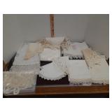 Tatted, embroidered doilies,  pillows cases,