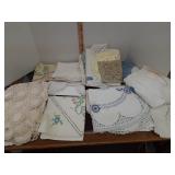 Vintage embroidery & crochet runners, napkins &