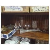 2 celery vases, 2 covered butter dishes, 4 vases