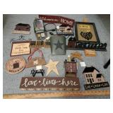 Primitive decor, jar light, framed decor +