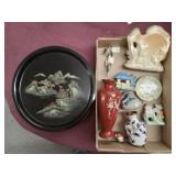 cloisanne Vases, laquerware tray +