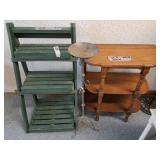 2 wood shelves & metal candle stand
