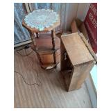 Wood octagonal shelf w doiley & 27x12 & wood
