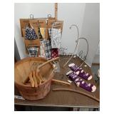 Basket , wood hangers, displays , cloth masks