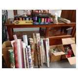 Wrapping paper,  bows & ribbon and paper shred