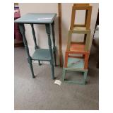 New wood side table & versital wood display riser