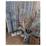 Metal vase & decorative lighted foliage & 3