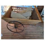 2 wheeled wagon w metal spoke wheels 24x20x15