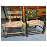 2 Mexican folk art hand painted children