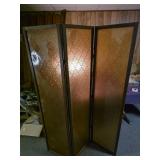Room divider tri fold plastic with wood frame,