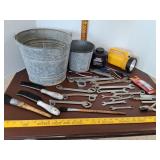 Wrenches, tools, brushes, Coleman Quick Pump +