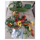 Bird House, faux flowers & greenery