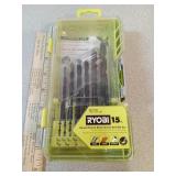 NIB Ryobi 15pc Drill Bit Set