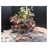 Picket fence flower arrangement, embroidered