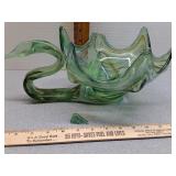 Vintage Sooner green art glass swan bowl - 1 area