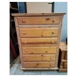 > 6 drawer pine wood chest of drawers 36x52x18