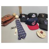 Baseball glove, hats, etc.