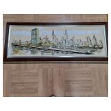 Mid Century United Nations framed artwork of New