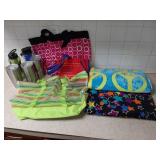 2 large beach towels,  tumblers, beach bags