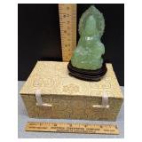 * Carved Bowenite Buddhist Guanyin w original box