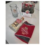 Coke, A&W and Nebraska whiskey bottles, glasses