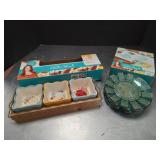 Condiment Bowl Set,  4 Embossed Appetizer Plates,