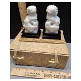 Hand carved stone Chinese Foo Dogs in original