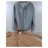 2 new zippered hoodies khaki & grey size L