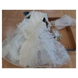 Wedding dress, veil, bouquet frame
