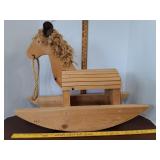 > Wood & jute rocking horse