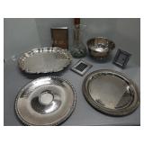 Silver-plated trays, bowl & other