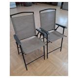 2 sling back folding patio chairs