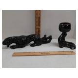 Mid Century black panther & seal ashtray