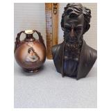 Austria porcelain vase & Abraham Lincoln bust