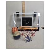 Over door basketball hoop and balls