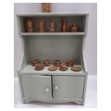 Mini wood Cupboard and dishes