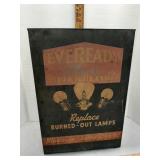 Metal Eveready Mazda lamp display  20" x 13.5"